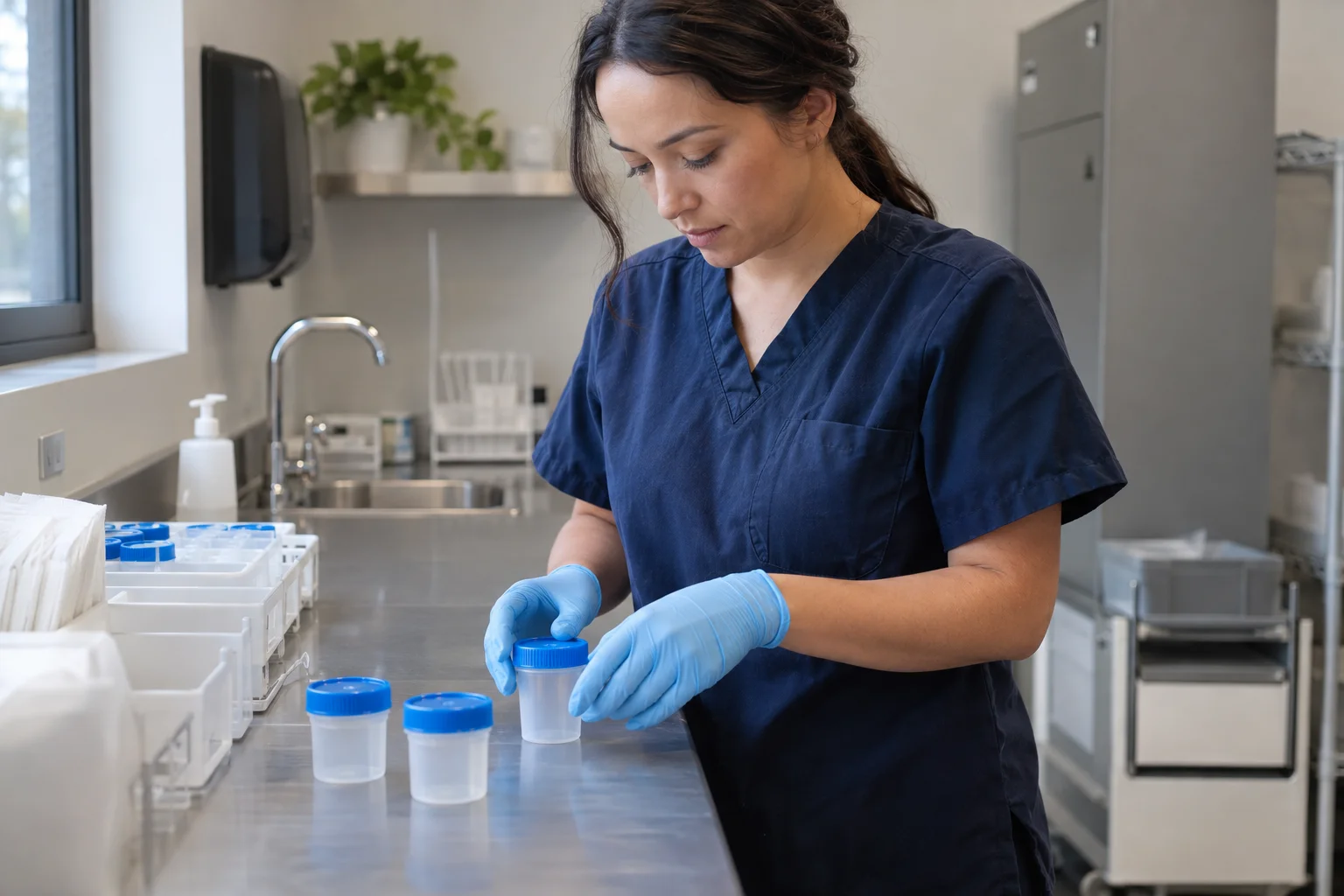 Technician in a workplace screening environment